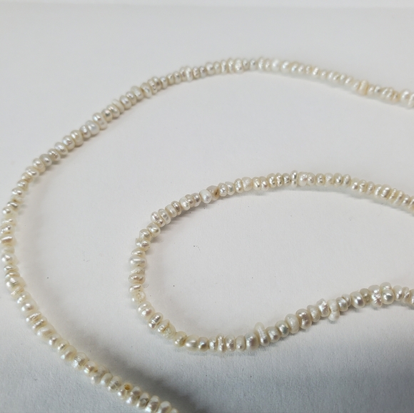 Baroque Seed Pearl Bead Sterling Silver Necklace - Picture 6 of 7